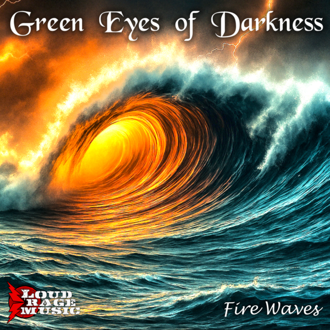 Green Eyes of Darkness. Fire Waves. Cover artwork.
